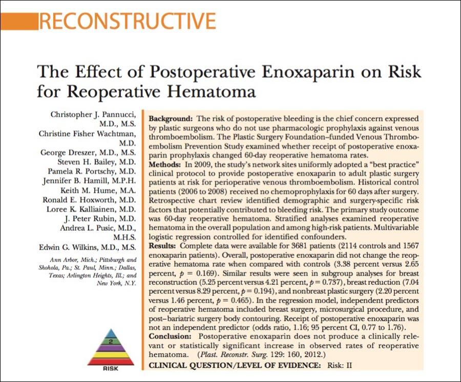 cover page on the report on the effects of enoxaparin