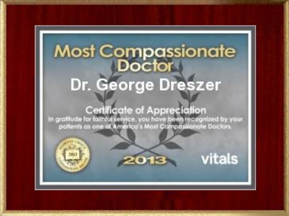 Florida plastic surgeon Dr. George Dreszer's Most Compassionate Doctor award